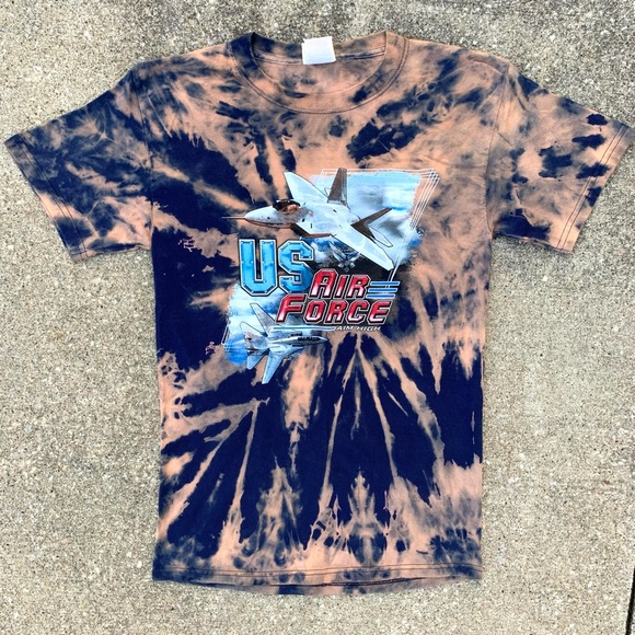 Liquid Blue Tops - Vintage USA Air Force Military Tie Dye Shirt